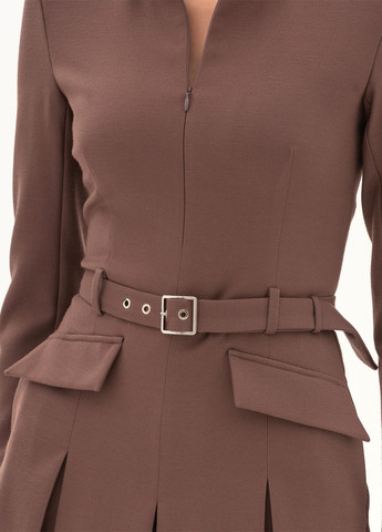 Платье-комбинезон BGL комбинезон-шорты однотонный коричневый деловой, кэжуал вискоза