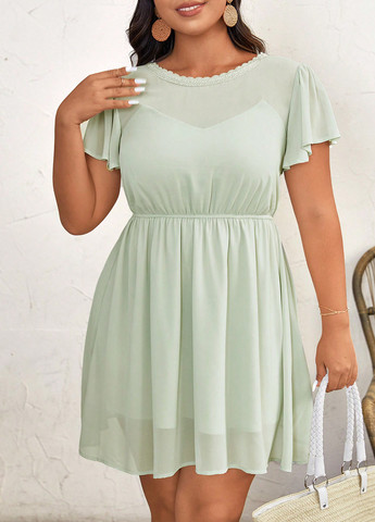 Мятное кэжуал платье SHEIN однотонное