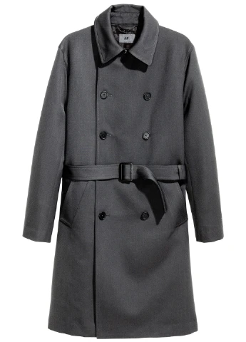 Темно-серое демисезонное Пальто двубортное H&M