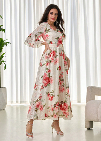 Комбінована святковий сукня кльош SHEIN з квітковим принтом