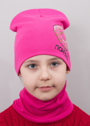 Детская шапка с хомутом КАНТА "Пончик" размер 52-56 розовый (OC-818) Канта (220180398)