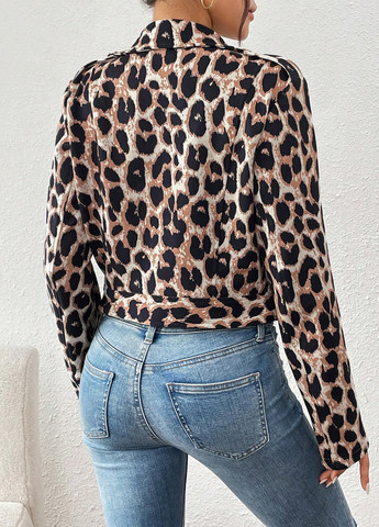 Коричнева демісезонна куртка косуха, байкерська SHEIN