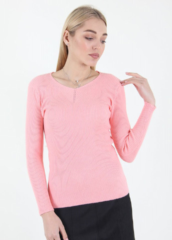 Светло-розовый демисезонный пуловер пуловер Ladies Fasfion