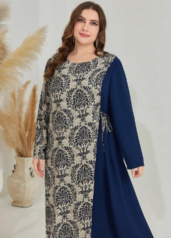 Темно-синя кежуал сукня а-силует SHEIN з орнаментом