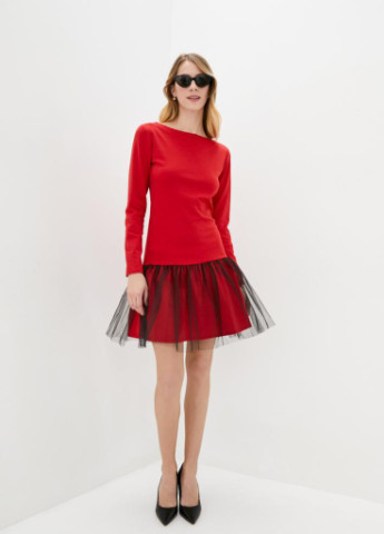 Червона вечірня червоне жіноче плаття з фатином кльош Podium однотонна