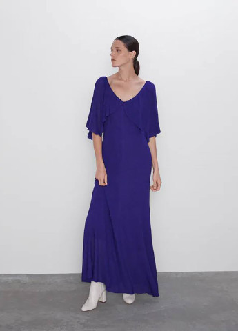 Фіолетова вечірня плаття, сукня а-силует Zara однотонна