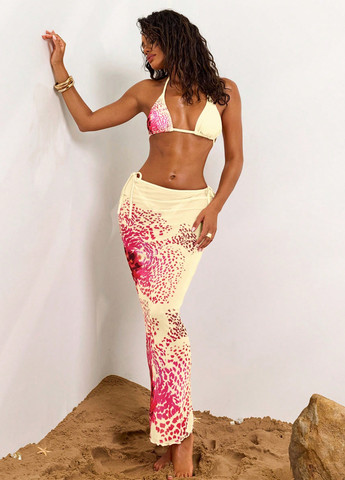 Жовтий літній комплект (ліф, трусики, спідниця) SHEIN