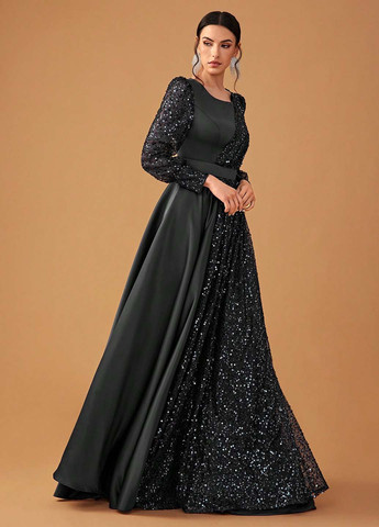 Чорна вечірня сукня в стилі армпір SHEIN однотонна