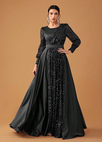 Чорна вечірня сукня в стилі армпір SHEIN однотонна