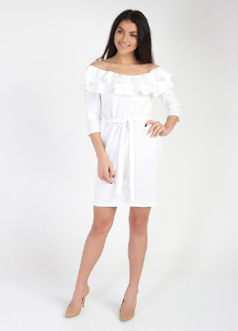 Белое кэжуал платье Evastyle однотонное