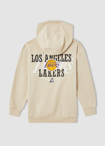 Los Angeles Lakers DeFacto Свитшот надписи светло-бежевые кэжуалы хлопок, футер, фатин