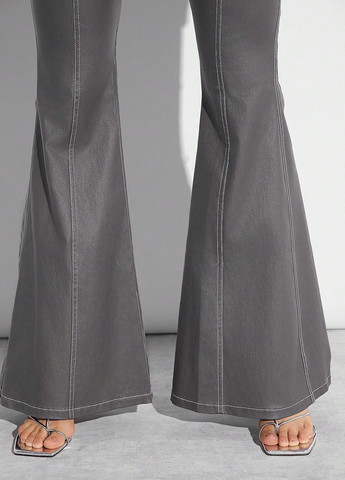 Комбінезон SHEIN комбінезон-брюки однотонний сірий кежуал поліуретан, поліестер