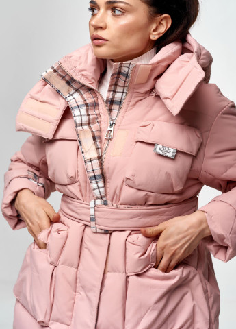 Розовая зимняя стильна зимова куртка-пуховик Actors