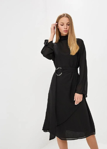 Черное кэжуал платье клеш Lost Ink однотонное