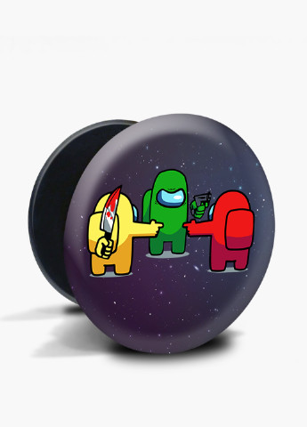 Попсокет (Popsockets) тримач для смартфону Амонг Ас (Among Us) (8754-2425) Чорний MobiPrint (216836565)