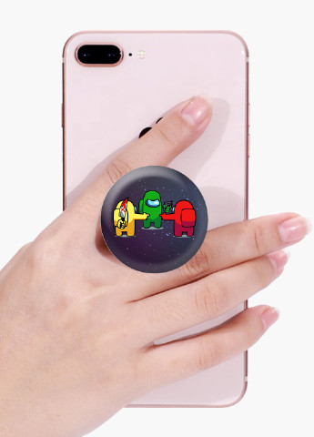 Попсокет (Popsockets) тримач для смартфону Амонг Ас (Among Us) (8754-2425) Чорний MobiPrint (216836565)