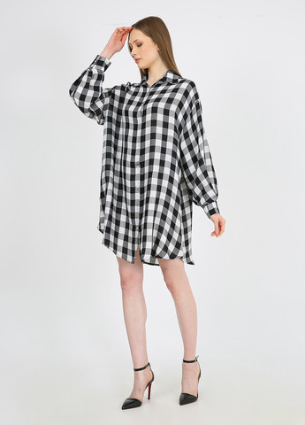 Черно-белое кэжуал платье рубашка Casalini в клетку