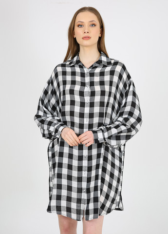 Черно-белое кэжуал платье рубашка Casalini в клетку