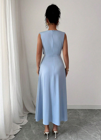 Блакитна святковий, вечірня сукня кльош SHEIN однотонна