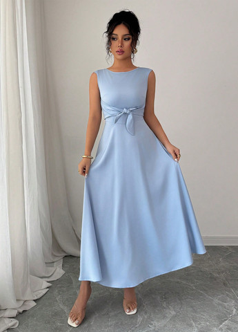 Блакитна святковий, вечірня сукня кльош SHEIN однотонна