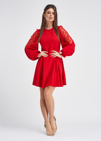 Красное кэжуал платье а-силуэт ISSA PLUS однотонное