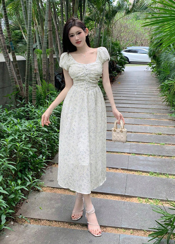 Белое кэжуал платье SHEIN с цветочным принтом