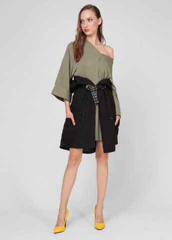 Оливковое (хаки) кэжуал платье оверсайз Replay однотонное