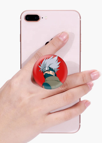 Попсокет (Popsockets) тримач для смартфону Гатаке Какаши Наруто (Hatake Kakashi) (8754-2820) Чорний MobiPrint (221548612)