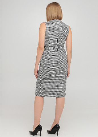 Черно-белое деловое платье футляр H&M с узором пье-де-пуль «гусиная лапка»