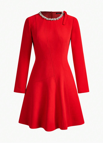 Червона кежуал сукня кльош SHEIN однотонна