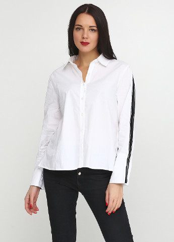 Белая кэжуал рубашка однотонная Blu Deise
