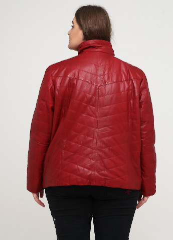 Темно-красная демисезонная куртка кожаная Sheego