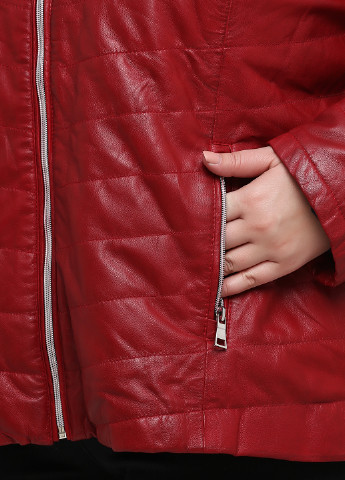 Темно-красная демисезонная куртка кожаная Sheego