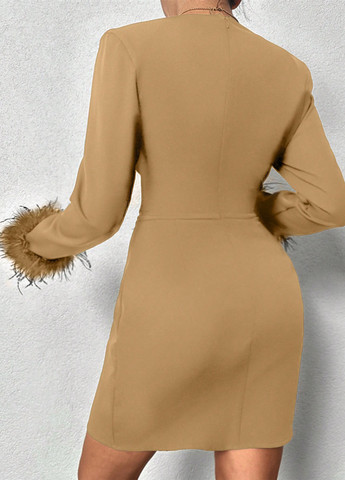 Песочное деловое, вечернее платье футляр SHEIN однотонное