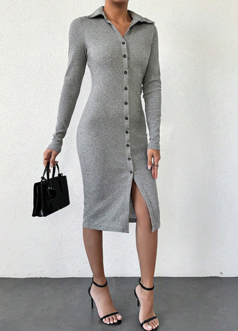 Світло-сіра кежуал сукня сукня-сорочка SHEIN меланжева