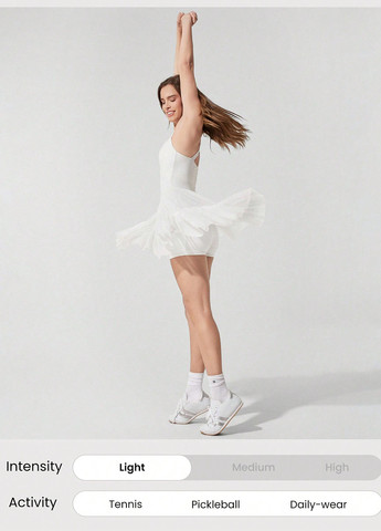 Белое спортивное, кэжуал платье клеш SHEIN однотонное