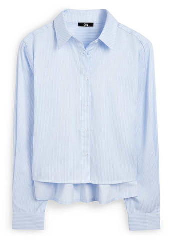 Голубой классическая, кэжуал рубашка однотонная C&A