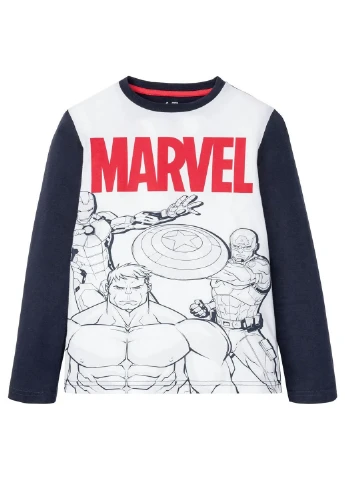 Чорно-біла всесезон піжама (лонгслів, брюки) Marvel
