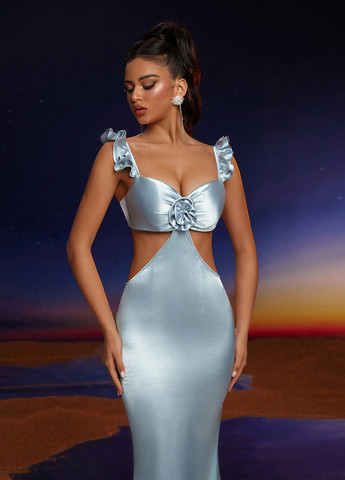 Сіро-голубий вечірня сукня годе SHEIN однотонна