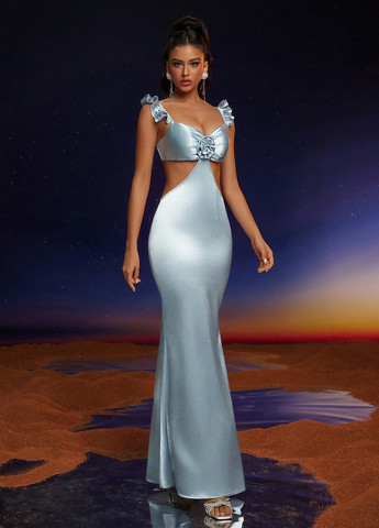 Сіро-голубий вечірня сукня годе SHEIN однотонна