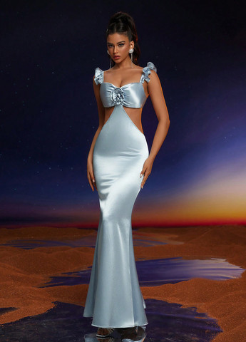 Сіро-голубий вечірня сукня годе SHEIN однотонна