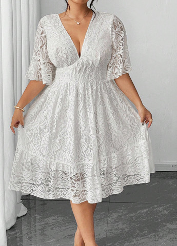 Білий святковий сукня кльош SHEIN однотонна