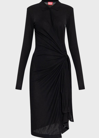 Чорна кежуал сукня на запах, сукня-сорочка Diesel однотонна