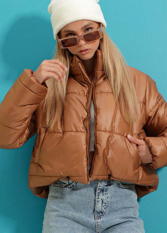 Коричневая демисезонная куртка Trend Alacati Stili