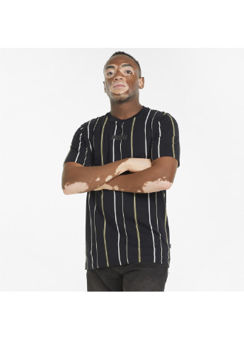Чорна футболка modern basics striped men's tee Puma