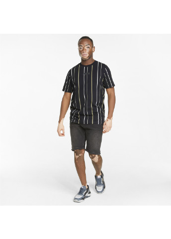 Черная футболка modern basics striped men's tee Puma