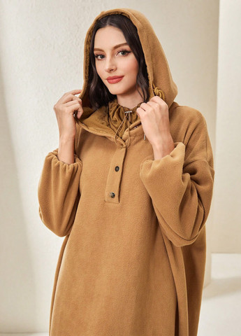 Світло-коричнева кежуал сукня сукня-худі SHEIN однотонна