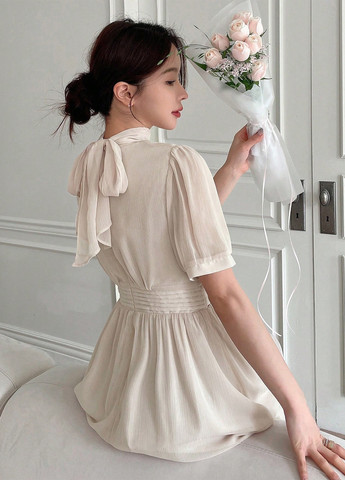 Айвори коктейльное, кэжуал платье клеш SHEIN однотонное