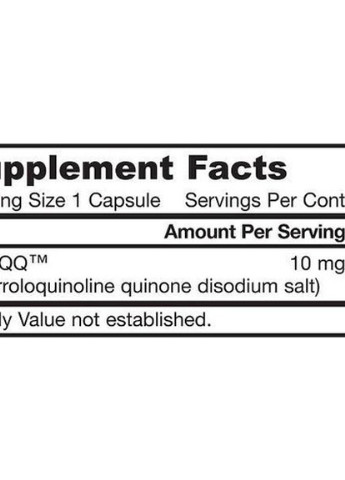 PQQ (Pyrroloquinoline Quinone) 10 mg 30 Caps Jarrow Formulas (256380115)
