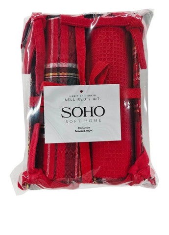 Рушник (2 шт.), 40х60 см Soho клітинка червоний